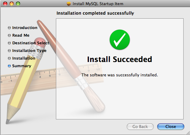 MySQL Startup Item Installer: Step 5