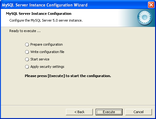 MySQL Server Instance Config Wizard: Confirmation