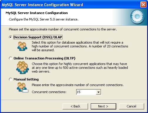 MySQL Server Instance Config Wizard: Connections